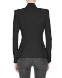 Double-Breasted Fitted Blazer, Black