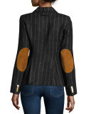 Duchess Striped Blazer with Suede Trim