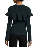 Los Alamos Ruffle-Trim Ribbed Top