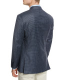 Check Two-Button Jacket, Navy/Brown