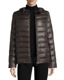 Reversible Mink Vest & Puffer Jacket, Gray Animal Print
