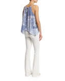 Amite Patchwork Paisley-Print Silk Top
