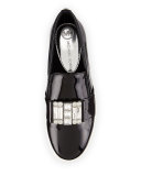 Michelle Faux-Patent Jewel Sneaker, Black
