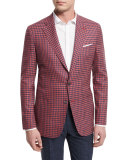 Check Two-Button Sport Coat, Red/Blue