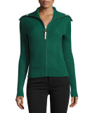 Noland Zip-Front Ribbed Cardigan, Norwood