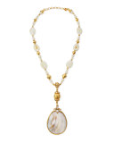 Golden Mother-of-Pearl Statement-Pendant Necklace