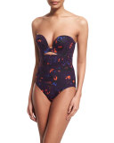 Plunge-Neck Floral-Print One-Piece Swimsuit