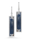 Patras Sliver 18k Black Blue Sapphire Diamond Earrings