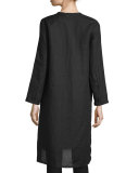 Long Organic Linen Jacket, Black  