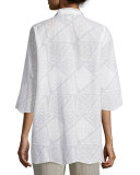Patchwork Cotton Eyelet Shirt 