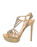 Neo Classic Strass Platform Sandal, Oro/Sunshine