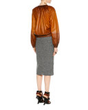 Zip-Front Buckled Leather Degrade Jacket, Cognac