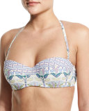 Mosaic Printed Underwire Bandeau Swim Top, Pompeii