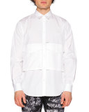 Oversized-Pocket Long-Sleeve Shirt, White