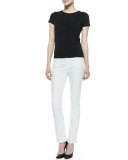 High-Rise Slim Straight Jeans, White