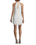 Sansa Halter Beaded Dress, White  