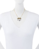 Vintage 18K Yellow Gold Chain Necklace with Diamond & Sapphire Pendant