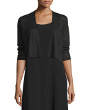 Crepe Knit Cropped Cardigan, Black  