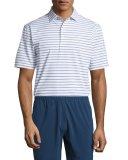 Pug Striped Stretch Polo Shirt, White