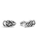 Gourmette Classic Chain Silver & Black Sapphire Cuff Links