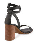 Farley Ankle-Wrap Block-Heel Sandal, Black