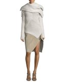 Asymmetric Suede Skirt, Stone