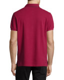Short-Sleeve Polo Shirt w/Paisley Details, Red