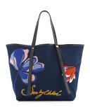 Andy Floral Denim Tote Bag, Flowers