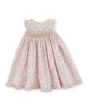 Sleeveless Floral Smocked Bishop Dress, Pink, Size 3-24 Months