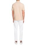 Leather-Trim Polo Shirt, Cream