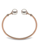 18K Rose Gold & Pearl Bangle with Diamonds