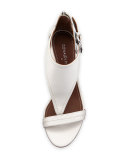 June T-Strap Wedge Sandal, White