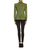 Long-Sleeve Fitted Cashmere-Blend Top, Black