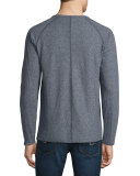 Mini-Stripe Raglan-Sleeve Knit Sweater, Navy