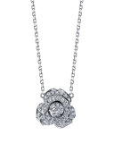 Diamond Rose Pendant Necklace in 18K White Gold