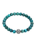 Large Turquoise Beaded Bracelet with Magnetic Clasp