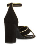 Babies Crisscross 90mm Sandal, Black/Gold