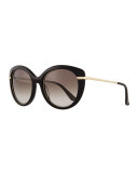 Butterfly Sunglasses with Golden Detail, Black