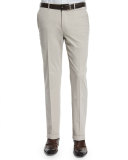 Cashmere-Blend Flat-Front Trousers, Tan