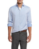 Slim-Fit Woven Sport Shirt, Blue