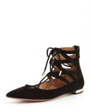 Belgravia Lattice Suede Flat, Black