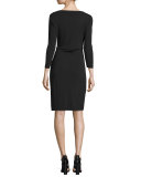 Calista 3/4-Sleeve Sheath Dress, Black