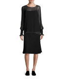 Laver Sheer Blouson Top, Black