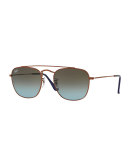 Men's Square Double-Bridge Sunglasses, Bronze/Copper