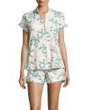 Camellia Floral-Print Shorty Pajama Set, Pink