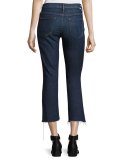 Insider Crop Track-Stripe Jeans with Step Hem, Blue/Red