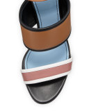 Colorblock Leather 105mm Sandal, Camel/Multi