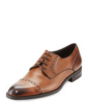 Leather Cap-Toe Derby Shoe, Brown