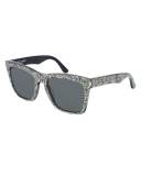 Devon Glittered Acetate Rectangular Sunglasses