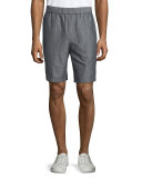 Linen-Cotton Pull-On Shorts, Gray